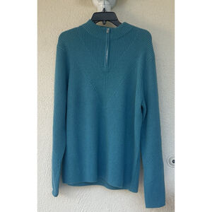 G/Fore 100% Cashmere Quarter Zip Knit Sweater Teal Harbor Blue Mens Large $795